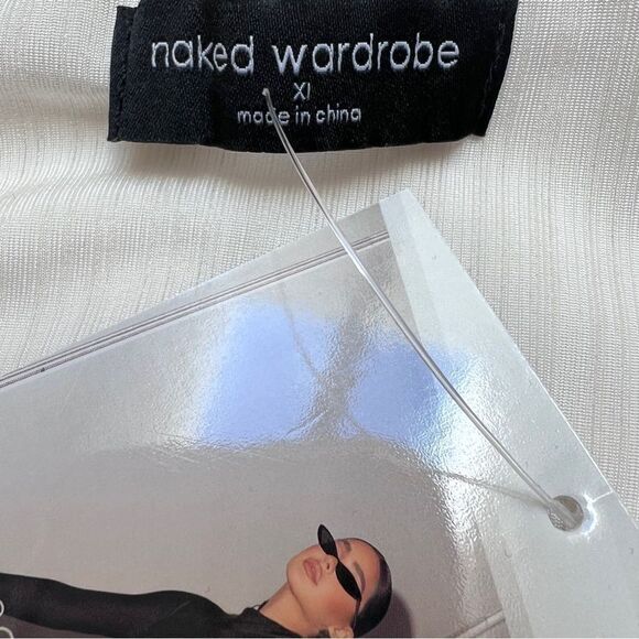 Naked Wardrobe Stretchy The Tube Crop Top Off White XL (fits L better) NWT - Picture 6 of 7